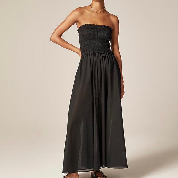 J Crew Dresses & Skirts - J Crew Women's Smocked Cotton Voile Maxi Dress Medium Black